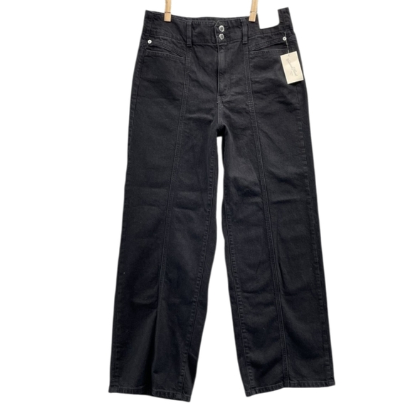 Universal Thread NWT 0 high rise wide leg black denim sailor jeans - Picture 2 of 8
